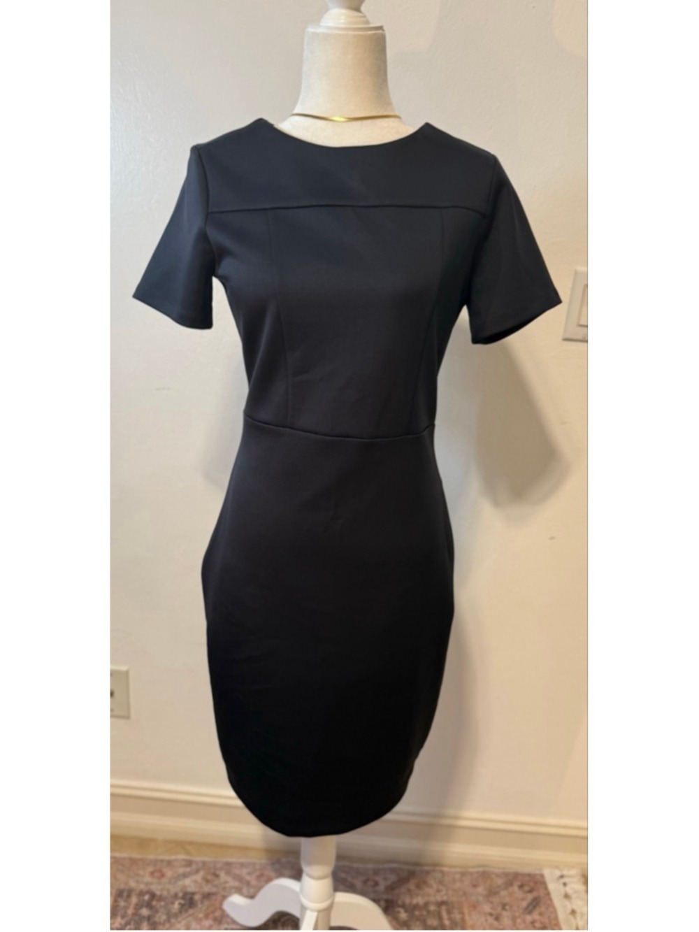 ALEXIA ADMOR Black Short Sleeve Sheath Dress M, stretchy, bodycon, smoothing